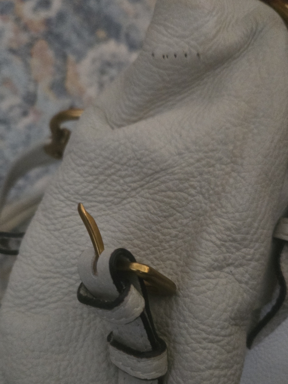 Prada Cream Leather Shoulder Bag with Gold-Tone Hardware - Picture 14 of 16